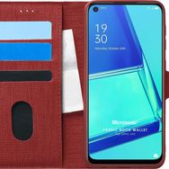 Microsonic Oppo A92 Fabric Book Wallet Kırmızı Cep Telefonu Kılıfı