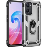 Microsonic Oppo A96 Military Ring Holder Gümüş Kılıf