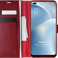 Microsonic Oppo Reno 4 Lite Delux Leather Wallet Kırmızı Cep Telefonu Kılıfı