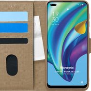 Microsonic Oppo Reno 4 Lite Fabric Book Wallet Gold Cep Telefonu Kılıfı