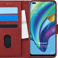 Microsonic Oppo Reno 4 Lite Fabric Book Wallet Kırmızı Cep Telefonu Kılıfı