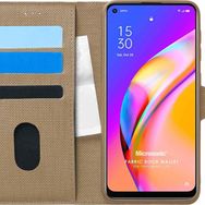Microsonic Oppo Reno 5 Lite Fabric Book Wallet Gold Cep Telefonu Kılıfı