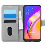 Microsonic Oppo Reno 5 Lite Fabric Book Wallet Gri Cep Telefonu Kılıfı