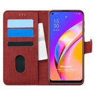 Microsonic Oppo Reno 5 Lite Fabric Book Wallet Kırmızı Cep Telefonu Kılıfı
