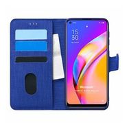 Microsonic Oppo Reno 5 Lite Fabric Book Wallet Lacivert Cep Telefonu Kılıfı