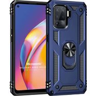 Microsonic Oppo Reno 5 Lite Military Ring Holder Lacivert Cep Telefonu Kılıfı