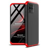 Microsonic Oppo Reno 5 Lite Siyah Kırmızı Double Dip 360 Protective Cep Telefonu Kılıfı