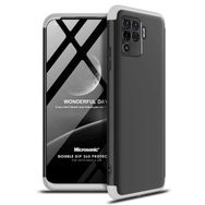 Microsonic Oppo Reno 5 Lite Uyumlu Double Dip 360 Protective Siyah Gri Kılıf