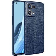 Microsonic Oppo Reno 7 4G Deri Dokulu Silikon Lacivert Kılıf