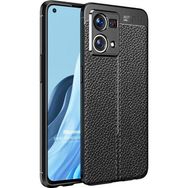 Microsonic Oppo Reno 7 4G Deri Dokulu Silikon Siyah Kılıf