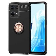 Microsonic Oppo Reno 7 4G Kickstand Ring Holder Rose Siyah Kılıf