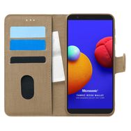 Microsonic Samsung Galaxy A01 Core Fabric Book Wallet Gold Cep Telefonu Kılıf