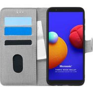 Microsonic Samsung Galaxy A01 Core Fabric Book Wallet Gri Cep Telefonu Kılıf