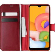 Microsonic Samsung Galaxy A01 Delux Leather Wallet Kırmızı Kılıf