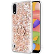 Microsonic Samsung Galaxy A01 Glitter Liquid Holder Gold Cep Telefonu Kılıf