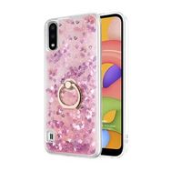 Microsonic Samsung Galaxy A01 Glitter Liquid Holder Pembe Kılıf