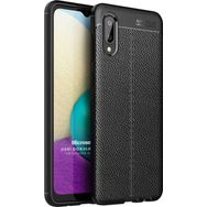 Microsonic Samsung Galaxy A02 Deri Dokulu Silikon Siyah Kılıf