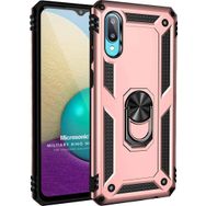 Microsonic Samsung Galaxy A02 Military Ring Holder Rose Gold Cep Telefonu Kılıf