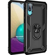 Microsonic Samsung Galaxy A02 Military Ring Holder Siyah Kılıf