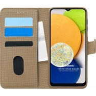Microsonic Samsung Galaxy A03 Fabric Book Wallet Gold Kılıf