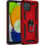Microsonic Samsung Galaxy A03 Military Ring Holder Kırmızı Kılıf