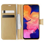 Microsonic Samsung Galaxy A10 Delux Leather Wallet Gold Kılıf