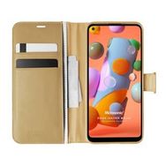 Microsonic Samsung Galaxy A11 Delux Leather Wallet Gold Kılıf