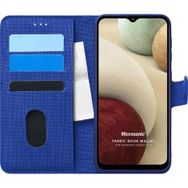 Microsonic Samsung Galaxy A12 Fabric Book Wallet Lacivert Kılıf