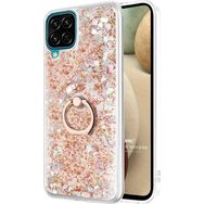 Microsonic Samsung Galaxy A12 Glitter Liquid Holder Gold Kılıf