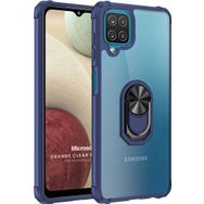 Microsonic Samsung Galaxy A12 Grande Clear Ring Holder Lacivert Kılıf