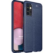 Microsonic Samsung Galaxy A13 4G Deri Dokulu Silikon Lacivert Kılıf