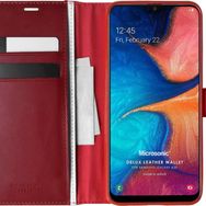 Microsonic Samsung Galaxy A20 Delux Leather Wallet Kırmızı Kılıf