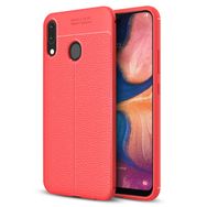 Microsonic Samsung Galaxy A20 Deri Dokulu Kırmızı Silikon Kılıf