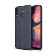 Microsonic Samsung Galaxy A20 Deri Dokulu Lacivert Silikon Kılıf