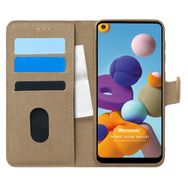 Microsonic Samsung Galaxy A21 Fabric Book Wallet Gold Kılıf