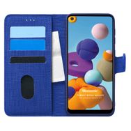 Microsonic Samsung Galaxy A21 Fabric Book Wallet Lacivert Kılıf