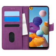 Microsonic Samsung Galaxy A21 Fabric Book Wallet Mor Kılıf