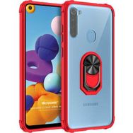 Microsonic Samsung Galaxy A21 Grande Clear Ring Holder Kırmızı Kılıf