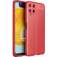 Microsonic Samsung Galaxy A22 4G Deri Dokulu Silikon Kırmızı Kılıf