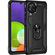 Microsonic Samsung Galaxy A22 4G Military Ring Holder Siyah Kılıf