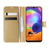 Microsonic Samsung Galaxy A31 Delux Leather Wallet Gold Kılıf
