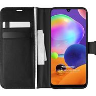 Microsonic Samsung Galaxy A31 Delux Leather Wallet Siyah Kılıf
