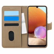 Microsonic Samsung Galaxy A32 4G Fabric Book Wallet Gold Kılıf