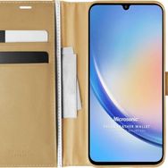 Microsonic Samsung Galaxy A34 Delux Leather Wallet Gold Kılıf