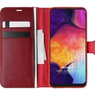 Microsonic Samsung Galaxy A50 Delux Leather Wallet Kırmızı Kılıf