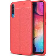 Microsonic Samsung Galaxy A50 Deri Dokulu Kırmızı Silikon Kılıf