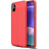 Microsonic Samsung Galaxy A51 Deri Dokulu Silikon Kırmızı Kılıf