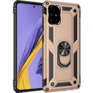 Microsonic Samsung Galaxy A51 Gold Military Ring Holder Kılıf