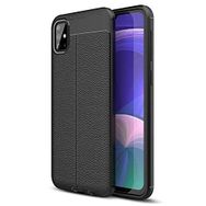 Microsonic Samsung Galaxy A51 Siyah Deri Dokulu Silikon Kılıf