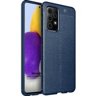 Microsonic Samsung Galaxy A52 Deri Dokulu Silikon Lacivert Kılıf